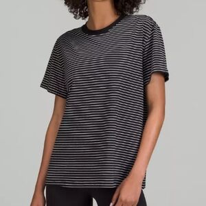 Lululemon All Yours Boyfriend Tee In Stripes Pima Cotton Lycra Blend Sz S/M